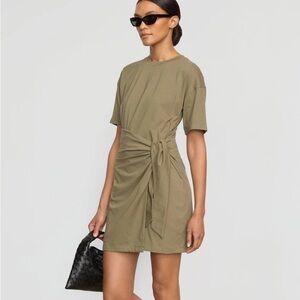 Modern Citizen Fallon T-Shirt Wrap Dress Size L Green Organic Cotton Minimalist